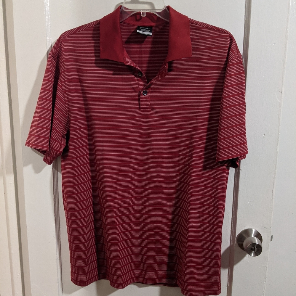 Nike Men's Red Striped Polo Shirt XL